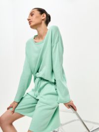 Костюм бирюзовый хлопковый. Длинный рукав. Шорты. — изображение 2